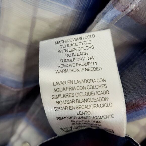 Stetson Western Shirt Ombre Plaid Blue Red Black Model 11-001-0478-1032 Men's S - Picture 8 of 14